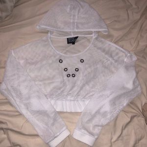 NWOT LF BSBW MESH CROP TOP W/ HOOD